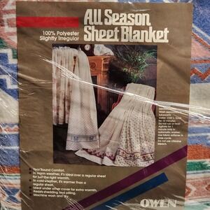Vintage 70s Owen All Season Sheet Blanket 102x90 Queen King Southwestern Aztec